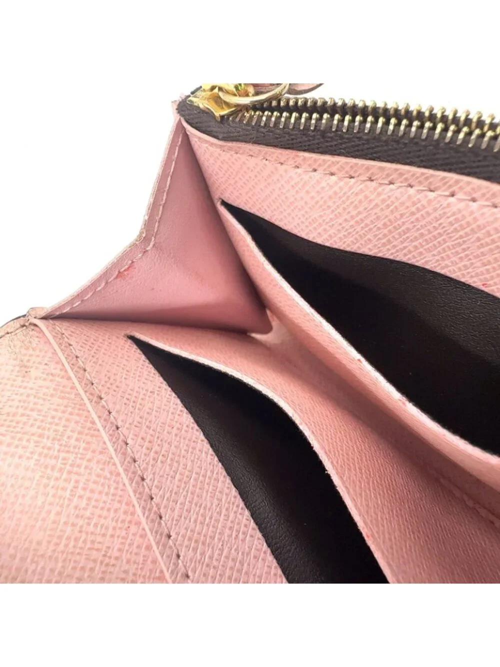 Louis Vuitton Porte-Monnaie Rosalie Damier Ebene Rose Ballerine Leather Brown